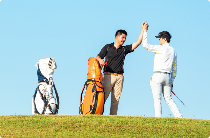 男同士のゴルフ旅行に
